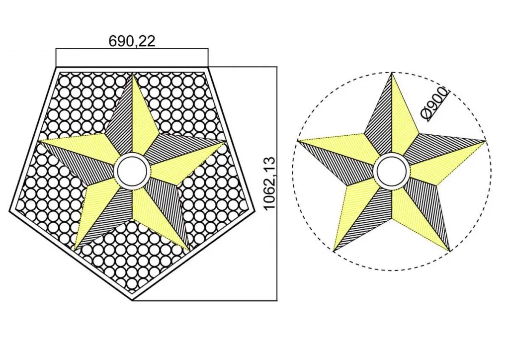 Вечный огонь - схема звезды вечного огня на декоративной решетке в Ростове-на-Дону 